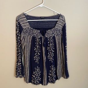 Blue patterned blouse